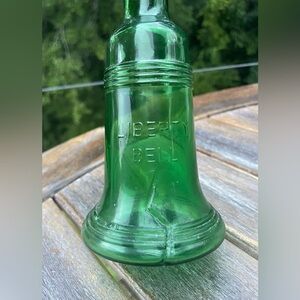Vintage Wheaton Glass Green Bottle Liberty Bell With Stopper